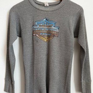 Vintage Harley Davidson Thermal Sturgis 1989 Waffle Shirt Size S